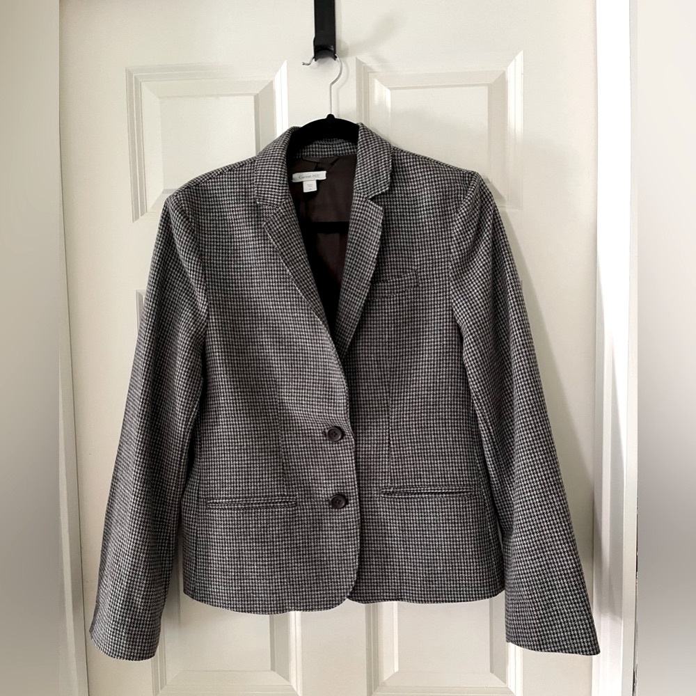 Women’s Garnet Hill black/gray houndstooth double button blazer-size 10